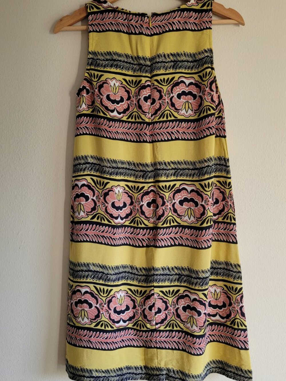 Ann Taylor Loft Yellow Striped Pink Floral Mini Shift Dress Small - Picture 5 of 6